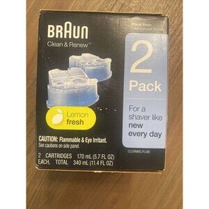 Braun Clean & Renew 2 Cleaning Cartridges Blue For Clean & Charge Station, NIP